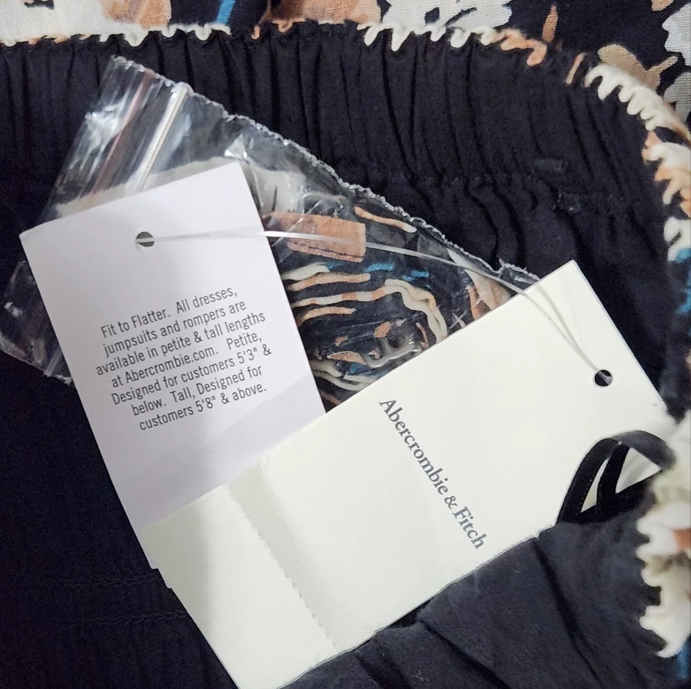 Abercrombie & Fitch Black Floral Strapless Maxi Dress